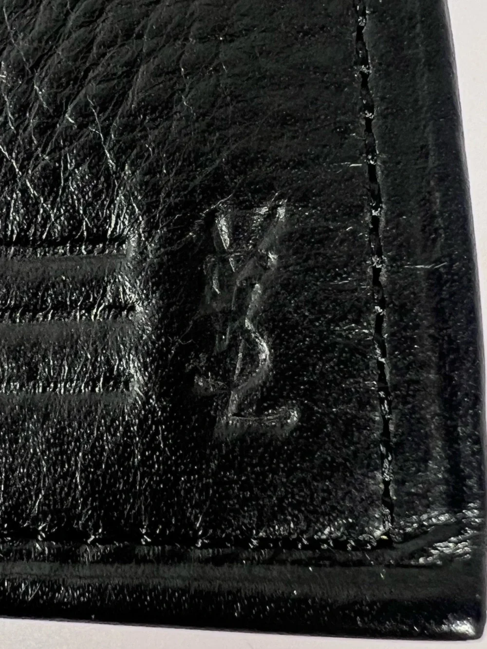 1254: Yves Saint Laurent Black Leather Long Wallet Billfold w/ Branded Box